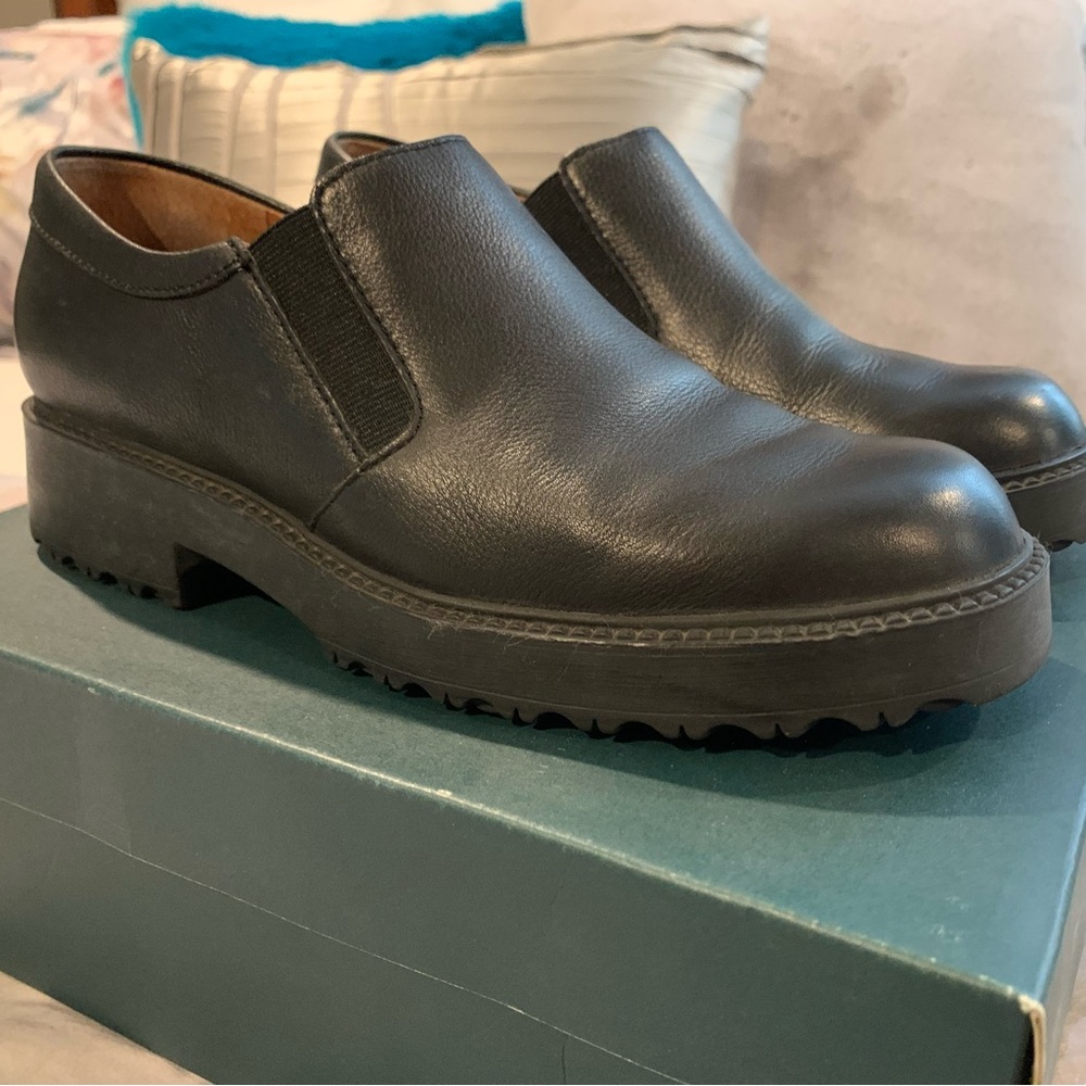 Clarks Black Lea Fraser Slip On Shoes - Size 8M - Black